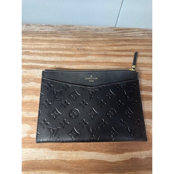 Louis Vuitton Black Melanie MM Monogram Empreinte Leather Pochette Wristlet